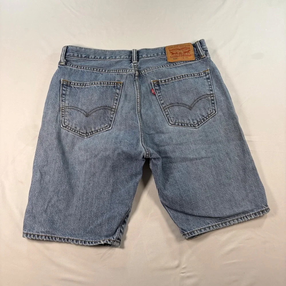 Levis 505 Regular Fit Denim Shorts‎ Mens 36 Blue Medium Wash Jorts 10in Inseam